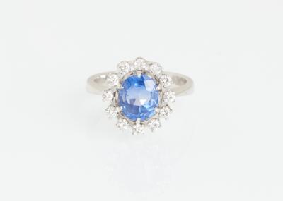 Brillantring mit unbehandeltem Saphir ca. 3,50 ct - Erlesener Schmuck