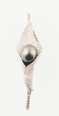 Brillant Diamant Tahitikultur perlenbrosche - Exquisite jewellery