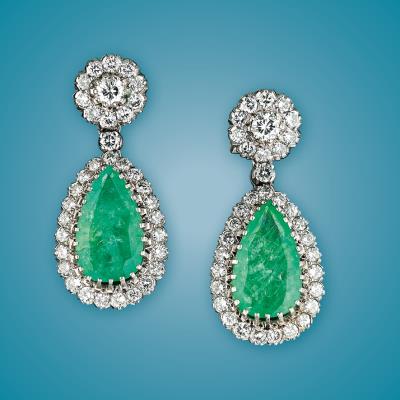 Brillant Smaragd Ohrclipsgehänge - Exquisite jewellery