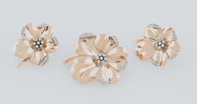 Diamant Blüten Schmuckgarnitur zus. ca. 1 ct - Erlesener Schmuck