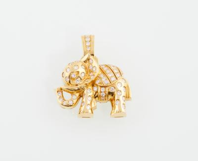 Brillantanhänger Elefant zus. ca. 1,47 ct - Exquisite jewellery