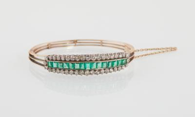 Altschliffdiamant Smaragd Armreif - Exquisite jewellery