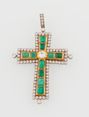 Brillant Smaragd Kreuzanhänger - Exquisite jewellery