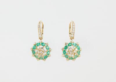 Diamant Smaragd Ohrgehänge - Exquisite jewellery