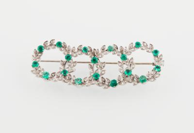 Diamant Smaragdbrosche - Nádherné šperky - Vánoční aukce