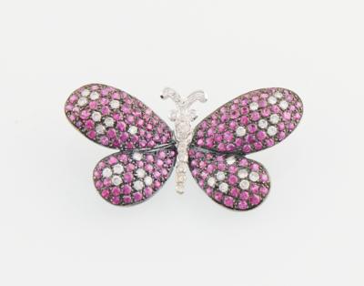Brillant Rubin Brosche Schmetterling - Exkluzivní šperky