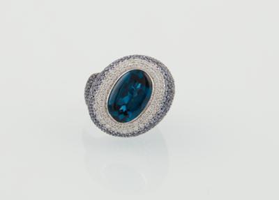Brillant Saphirring mit synthetischem Spinell - Exquisite jewellery - Mother's Day Auction