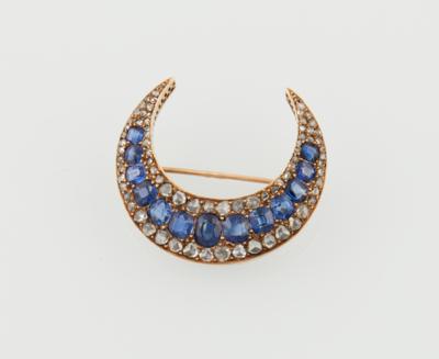 Diamant Saphirbrosche Mond - Exquisite jewellery - Mother's Day Auction