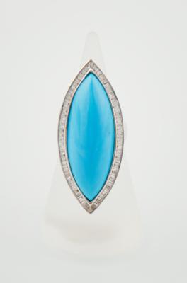 Diamantring mit behandeltem Türkis - Exquisite jewellery - Mother's Day Auction