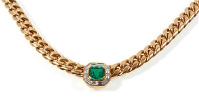 Diamant Smaragdcollier - Diamanten und exklusive Farbsteinvarietäten