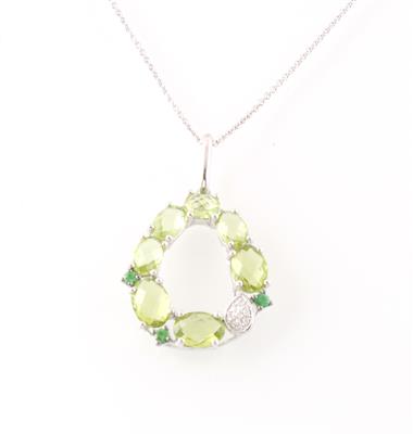 Peridotanhänger ca. 4,90 ct - Exklusive Diamanten und Farbsteine