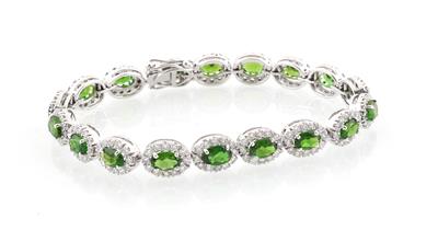 Brillant Diopsitarmband - Exklusive Diamanten und Farbsteine