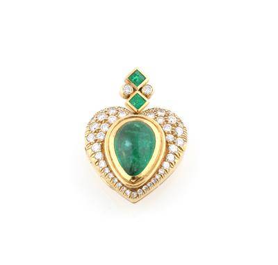 Brillant Smaragd Medaillon - Exklusive Diamanten und Farbsteine