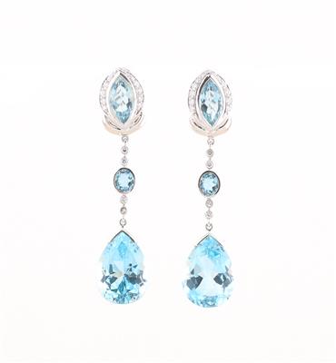 Aquamarin Topasohrgehänge - Exclusive diamonds and gems