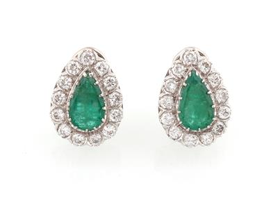 Brillant Smaragdohrclips - Exklusive Diamanten und Farbsteine