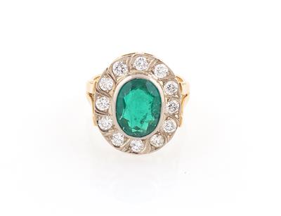 Brillantring mit synthetischem Smaragd - Exkluzivní diamanty a drahokamy