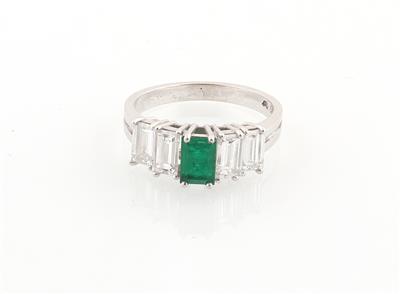 Diamant Smaragd Ring - Exklusive Diamanten und Farbsteine