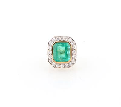 Brillant Smaragd Ring - Exklusive Diamanten und Farbsteine