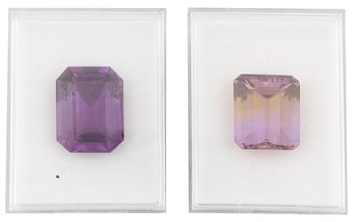 Konvolut bestehend aus 1 Amethyst 17 ct, 1 Ametrin 15,4 ct - Exklusive Diamanten und Farbsteine