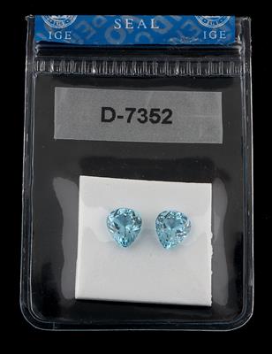 Zwei lose Aquamarine 3,42 ct - Exklusive Diamanten und Farbsteine