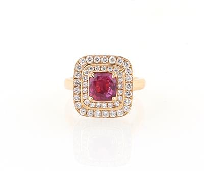 Brillantring mit unbehandeltem rosa Saphir - Diamanti e pietre preziose esclusivi