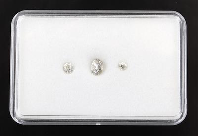 Lot aus 3 losen Altschliffdiamanten zus. ca. 0,92 ct, K-L/si-P1 - Exklusive Diamanten und Farbsteine