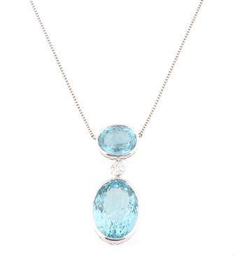 Aquamarincollier zus. ca.20 ct - Exklusive Diamanten und Farbsteine