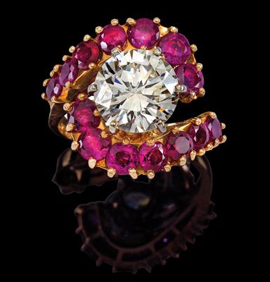 Brillantring ca. 3,20 ct mit Rubinen - Exclusive diamonds and gems