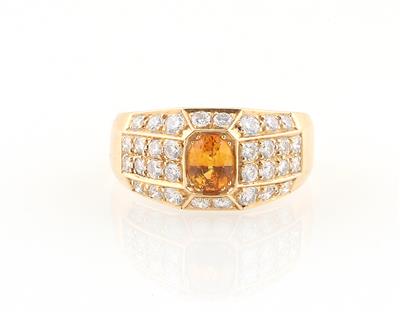 Brillantring mit gelbem Saphir ca. 0,75 ct - Diamanti e pietre preziose esclusivi