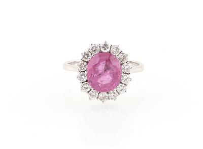 Brillantring mit rosa Saphir ca. 2,80 ct - Exklusive Diamanten und Farbsteine