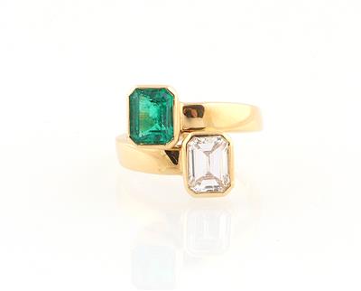 Diamant Smaragdring - Exklusive Diamanten und Farbsteine
