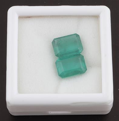 2 lose Smaragde zus. 6,25 ct - Exklusive Diamanten und Farbsteine