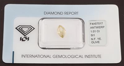 Natural Fancy Yellowish Olive Diamant 1,01 ct - Exklusive Diamanten und Farbsteine