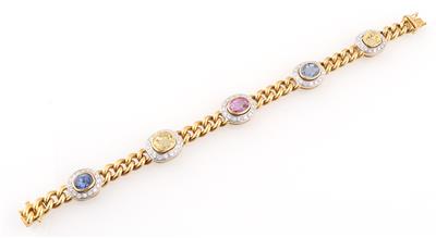 Brillantarmband mit unbehandelten Saphiren zus. ca. 16 ct - Diamanti e pietre preziose esclusivi