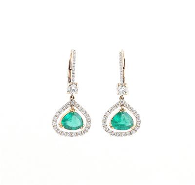 Smaragd Brillant Ohrgehänge - Exclusive diamonds and gems
