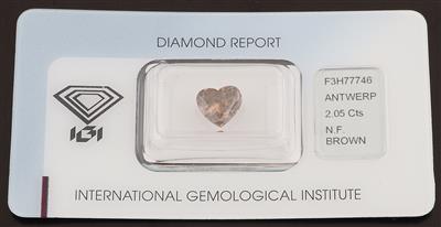 Loser Fancy Brown Natural Color Diamant im Herzschliff 2,05 ct - Exklusive Diamanten und Farbsteine