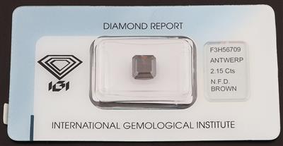 Loser Fancy Deep Brown Natural Color Diamant im Squarecut 2,15 ct - Exklusive Diamanten und Farbsteine
