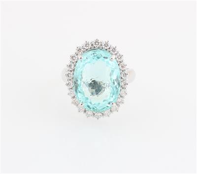 Brillantring mit Paraiba Turmalin 14,73 ct - Exkluzivní diamanty a drahokamy