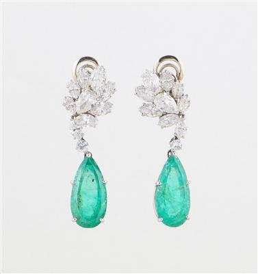 Diamant Smaragd Ohrclips - Exklusive Farbsteine