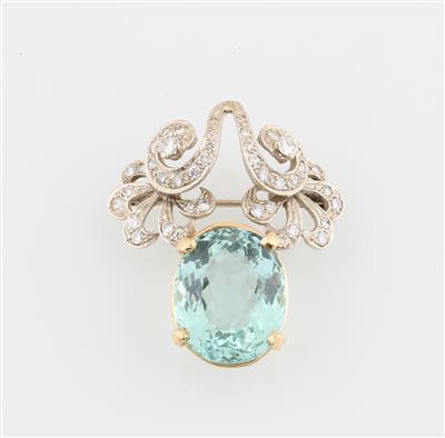 Aquamarin Brosche ca. 14 ct - Jewellery