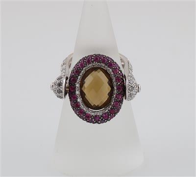 Brillant Rubin Saphir Citrin Ring - Exclusive diamonds and gems