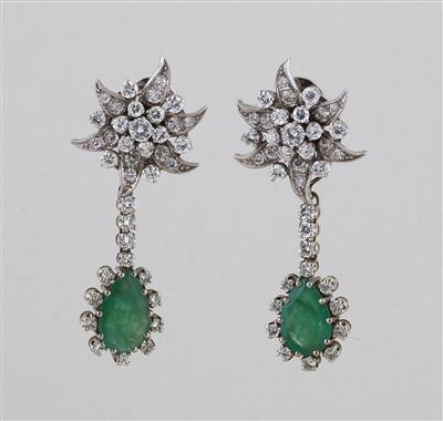 Brillant Smaragd Ohrclipgehänge - Exclusive diamonds and gems