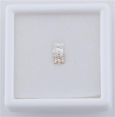 2 lose Diamanten im Prinzessschliff zus. 0,81 ct G-P/vvsi-vsi - Diamonds Only