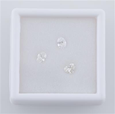 3 lose Diamanten im Oval- u. Herzschliff zus. 0,93 ct E-K/ vsi-si - Diamonds Only