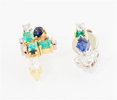 2 Diamant Farbstein Reversstecker - Exquisite jewellery