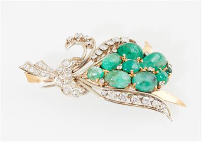 Brillant Smaragd Brosche - Exkluzivní šperky