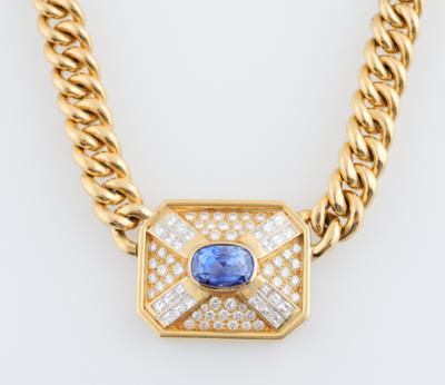 Diamant Saphir Collier - Exklusive Farbsteine