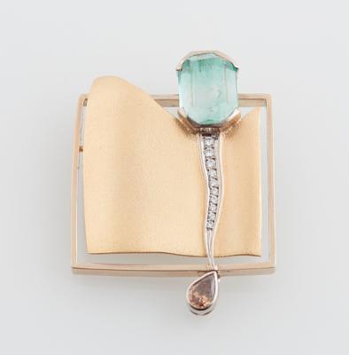 Diamant Smaragd Brosche - Exclusive diamonds and gems