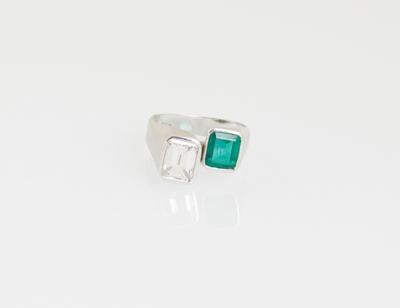 Diamant Smaragdring - Exklusive Farbsteine