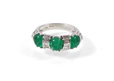 Diamant Smaragdring zus. ca. 1,05 ct - Schmuck